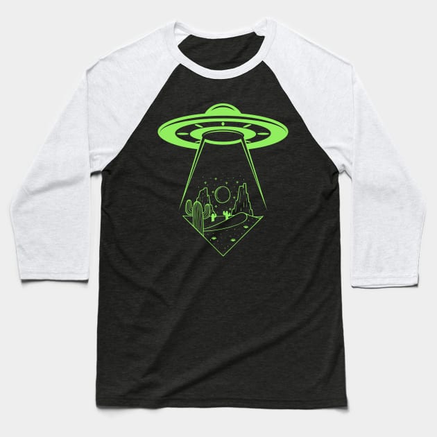 Desert UFO Baseball T-Shirt by capesandrollerskates 